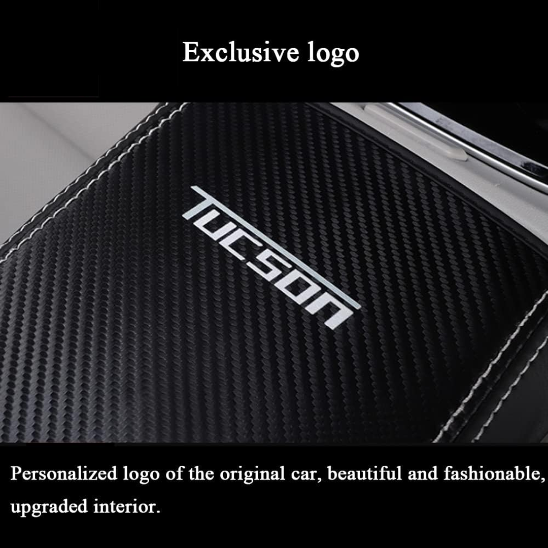 Center Console Armrest Cover For Hyundai Tucson 2016-2021 – Faux Leather, Black With Gray Stitch